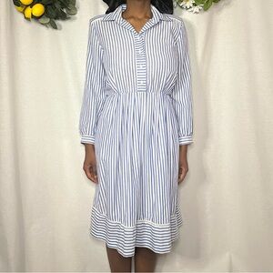 Petites by Willi vintage 70s blue and white striped maxi dress